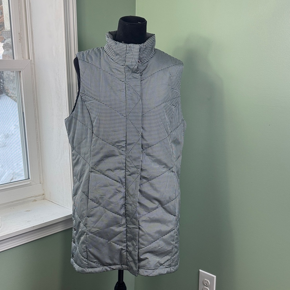 Christopher & Banks Houndstooth Quilted  long Vest large